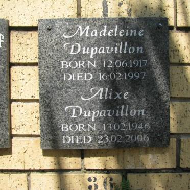 DUPAVILLON Madeleine 1917-1997 :: DUPAVILLON Alixe 1946-2006