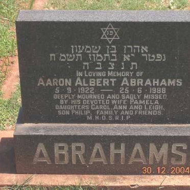 ABRAHAMS Aaron Albert 1922-1988