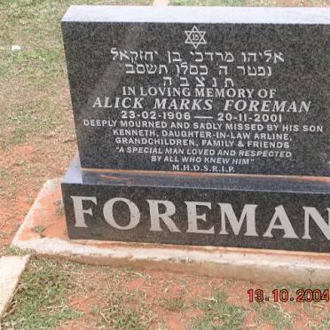 FOREMAN Alick Marks 1906-2001