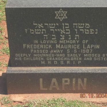 LAPIN Frederick Maurice -1987