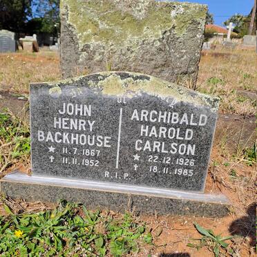 BLACKHOUSE John Henry 1867-1952 :: CARLSON Archibald Harold 1926-1985