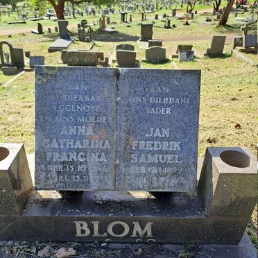 BLOM Jan Fredrik Samuel 1899-1991 & Anna Catharina Francina 1896-1972