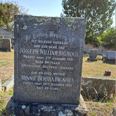 BIGNOUX Joseph William -1951 & Minnie Bertha -1983