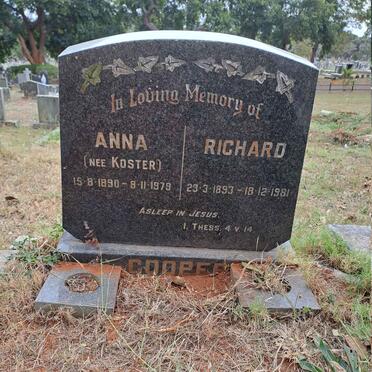 COOPER Richard 1893-1981 & Anna KOSTER 1890-1979
