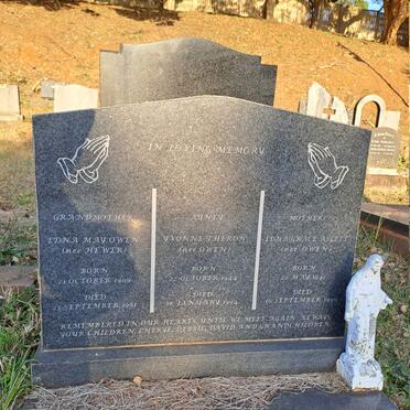 OWEN Edna May nee HEWER 1909-1981 :: THERON Yvonne nee OWEN 1944-1994 :: ASLETT Edna Grace nee OWEN 1941-1999