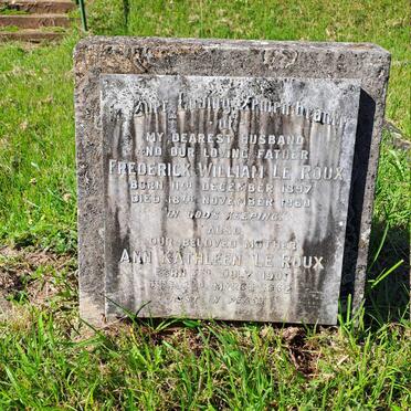 ROUX Frederick William, le 1897-1960 & Ann Kathleen 1901-1962