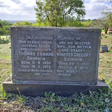 SHIMMIN Thomas Edward 1896-1973 & Winifred Gregory 1901-1974