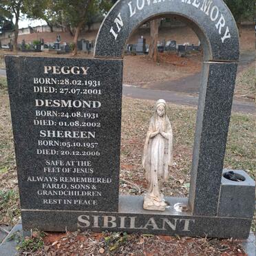 SIBILANT Desmond 1931-2002 :: SIBILANT Peggy 1931-2001 :: SIBILANT Shereen 1957-2006