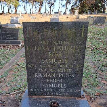 SAMUELS Raman Peter Feder 1924-1999 & Helena Cathrine Ross 1926-1975