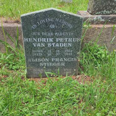 STADEN Hendrik Petrus, van 1904-1948 :: STIEGER Alison Francis 1909-1988