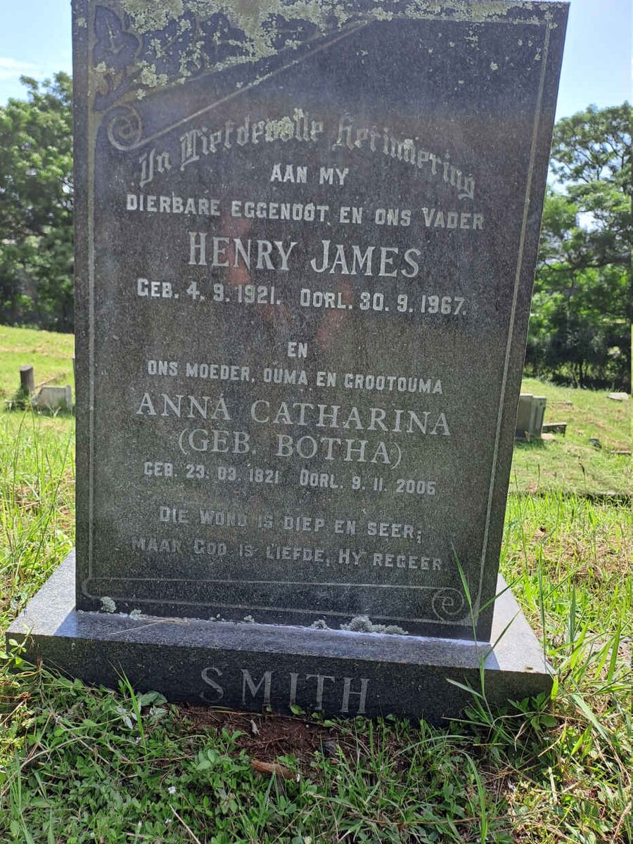 SMITH Henry James  1921-1967 & Anna Catharina nee BOTHA 1921-2006