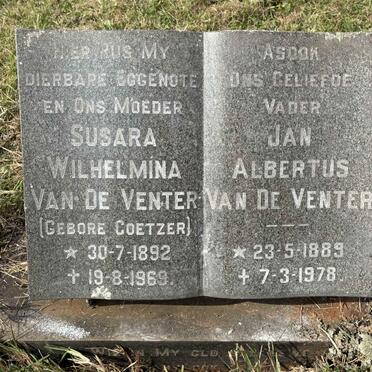 VENTER Jan Albertus, van de 1889-1978 & Susara Wilhelmina COETZER 1892-1969