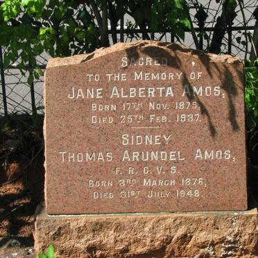 AMOS Sidney Thomas Arundel 1876-1948 &amp; Jane Alberta 1875-1937