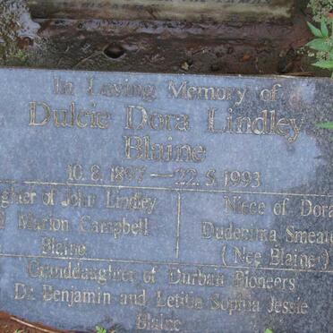 BLAINE Dulcie Dora Lindley 1897-1993