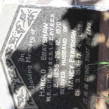 BRAYSHAW Harold 1895-1970 &amp; Nancy 1901-1982