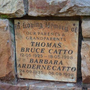 CATTO Thomas Bruce 1925-1998 &amp; Barbara Arderne 1935-1998