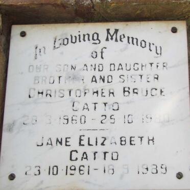 CATTO Christopher Bruce 1960-1980 :: CATTO Jane Elizabeth 1961-1989