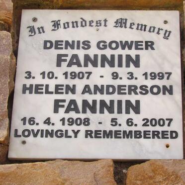 FANNIN Denis Gower 1907-1997 &amp; Helen Anderson 1908-2007