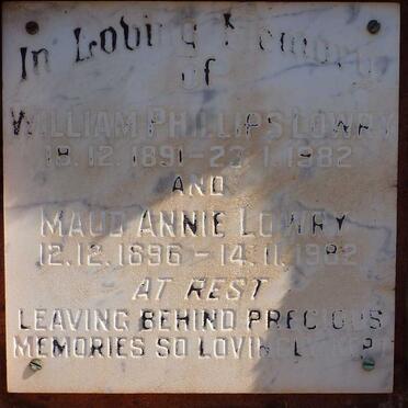 LOWRY William Phillips 1891-1982 &amp; Maud Annie 1896-1982