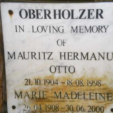 OBERHOLZER Mauritz Hermanus Otto 1904-1998 &amp; Marie Madeleine 1908-2000