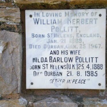 POLLITT William Herbert 1889-1967 &amp; Hilda Barlow 1888-1985