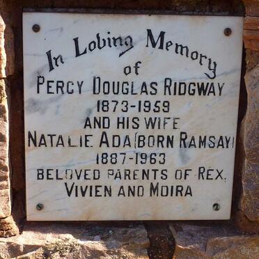 RIDGWAY Percy Douglas 1873-1959 &amp; Natalie Ada RAMSAY 1887-1963