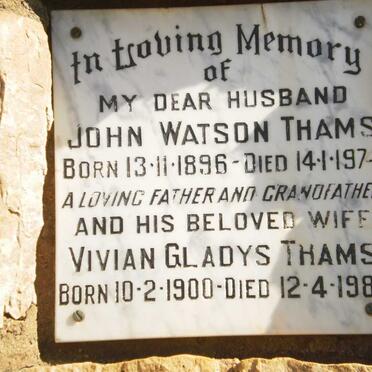 THAMS John Watson 1896-1974 &amp; Vivian Gladys 1900-1989