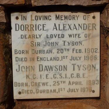 TYSON John Dawson 1893-1976 &amp; Dorrice Alexander 1902-1965