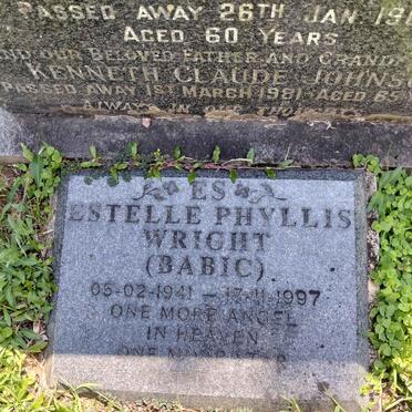 WRIGHT Estelle Phyllis nee BABIC 1941-1997 