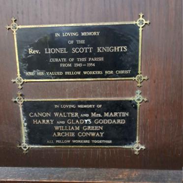 KNIGHTS Lionel Scott :: WALTER Canon & Mrs MARTIN :: GODDARD Harry & Gladys :: GREEN William :: CONWAY Archie