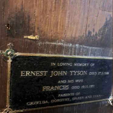 TYSON Ernest John -1920 & Frances -1971