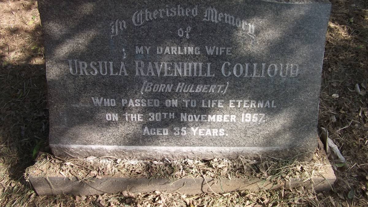 COLLIOUD Ursula Ravenhill nee HULBERT -1957