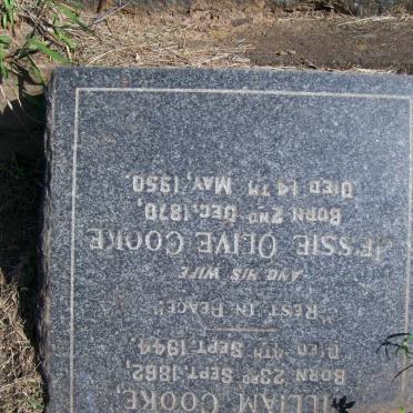 COOKE William 1862-1944 &amp; Jessie Olive 1870-1950