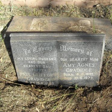 GRADIDGE Paul Clifford 1899- &amp; Amy Agnes 1899-1973 