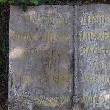 IRWIN John G. -1949 &amp; Lily E. -1976