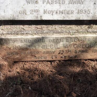 McGREGOR Robert Cecil -1944 :: McGREGOR Helen Theresa -1979 :: McGREGOR William -1916