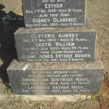 MACK William Martin -1914 &amp; Esther -1948 :: MACK Sidney Clarence -1905 :: MACK Clifford Aubrey -1905