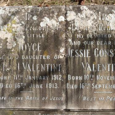 VALENTINE John Nicol 1878-1949 &amp; Jessie Constance 1880-1946 :: VALENTINE Joyce 1912-1913