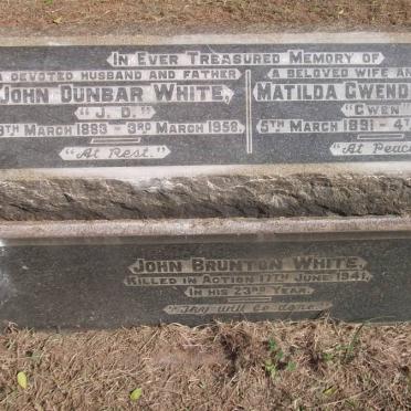 WHITE John Dunbar 1883-1958 &amp; Matilda Gwendoline 1891-1975 :: WHITE John Brunton -1940 