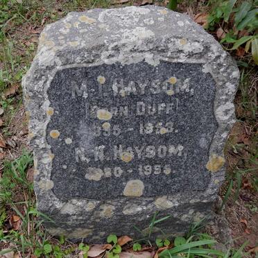 HAYSOM Nathan Norris 1880-1955 &amp; Margaret Isa nee DUFF 1895-1953