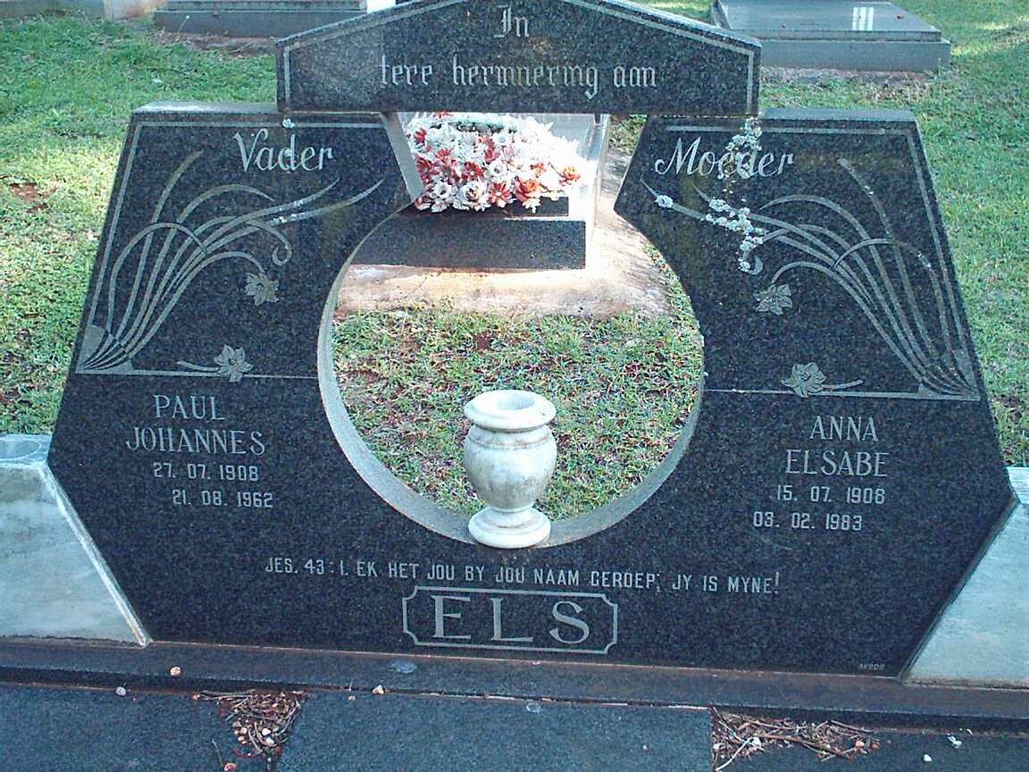 ELS Paul Johannes 1908-1962 &amp; Anna Elsabe 1908-1983