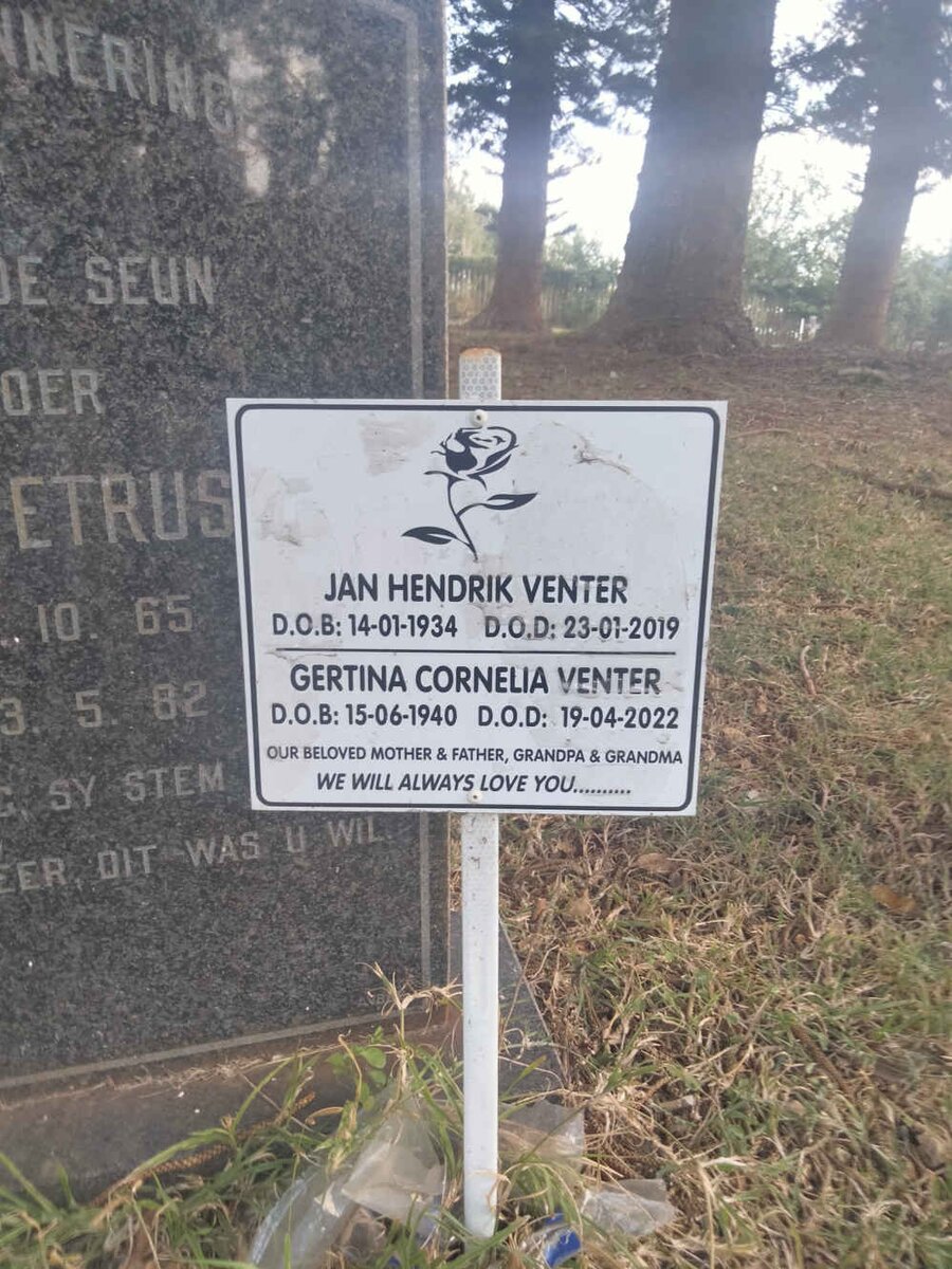 VENTER Jan Hendrik 1934-2019 & Gertina Cornelia 1940-2022