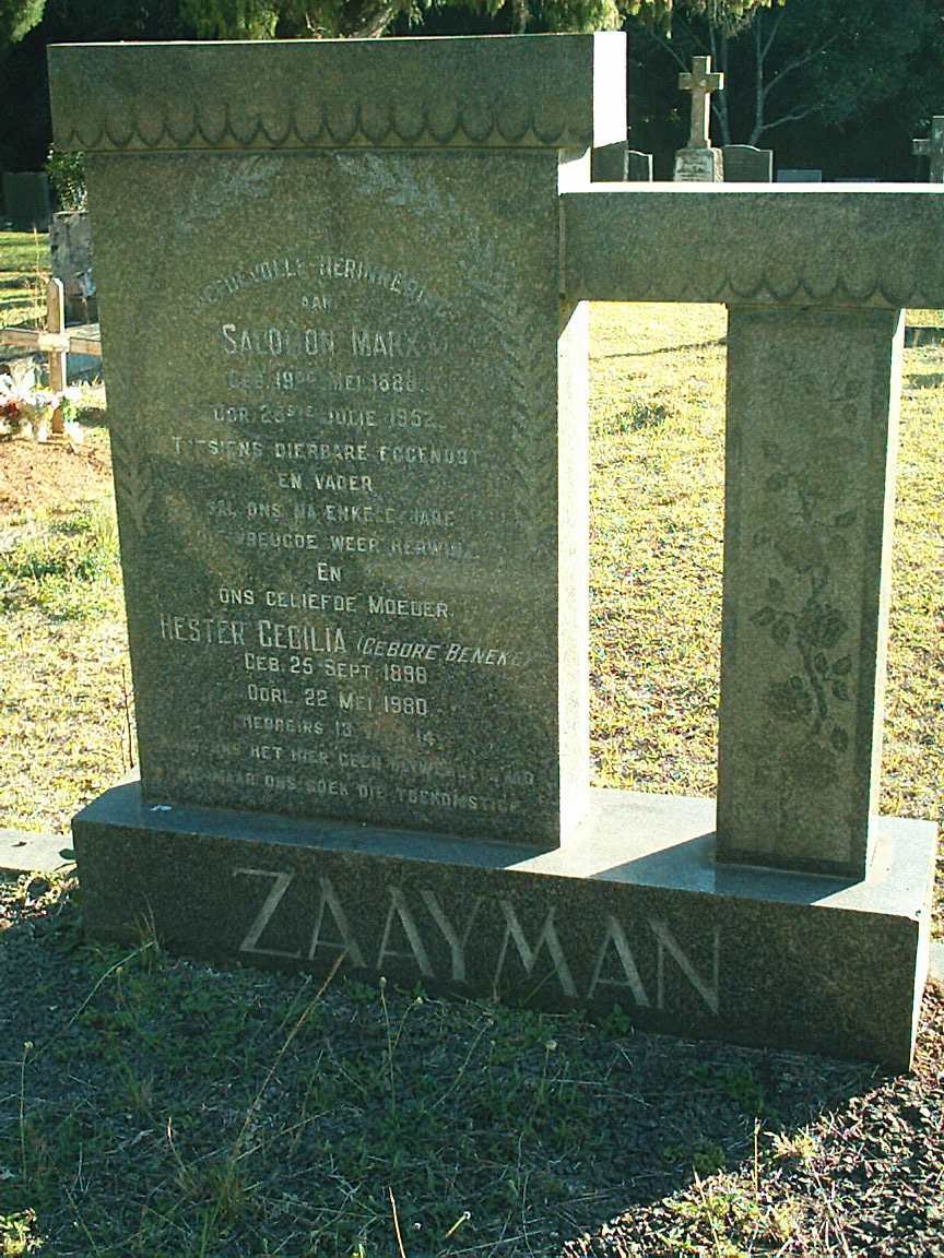ZAAYMAN Salomon Marx 1888-1952 &amp; Hester Cecilia BENEKE 1898-1980