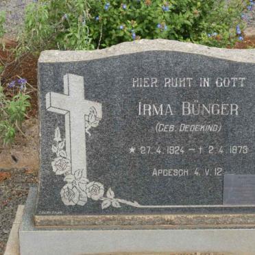 BÜNGER Wilhelm Heinrich Christian 1915-2001 &amp; Irma DEDEKIND 1924-1973 