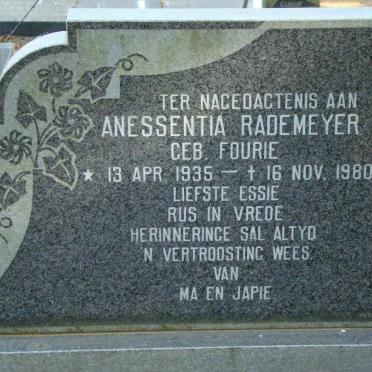RADEMEYER Anessenta nee FOURIE 1935-1980