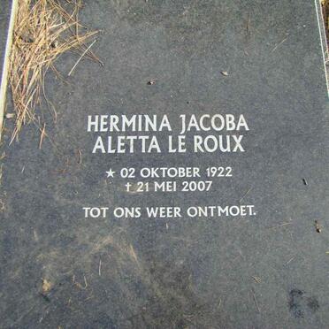 ROUX Hermina Jacoba Aletta, le 1922-2007
