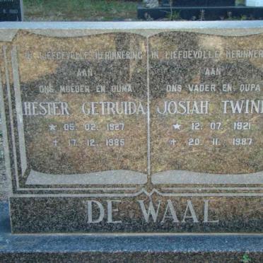 WAAL Joshia Twine, de 1921-1987 &amp; Hester Gertruida 1927-1985