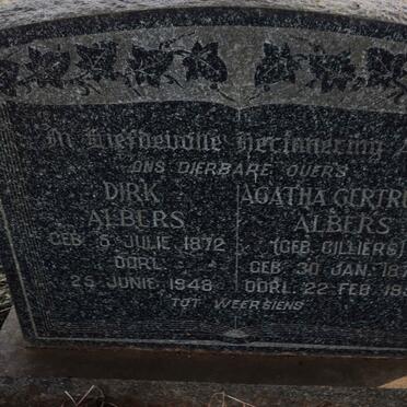 ALBERS Dirk 1872-1948 & Agatha Getruida nee CILLIERS 1875-1971