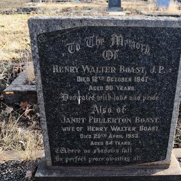BOAST Henry Walter J.P. -1947 & Janet Fullerton -1953