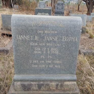 BOTHA Jannetje Jansie nee VAN ROOYEN 1880-1958